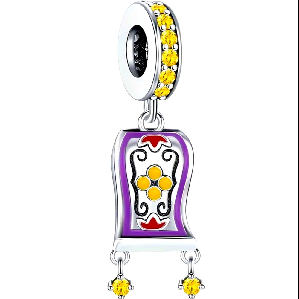 Elegant Silver Charm Pendant - Aladdin Princess & Monkey NWT